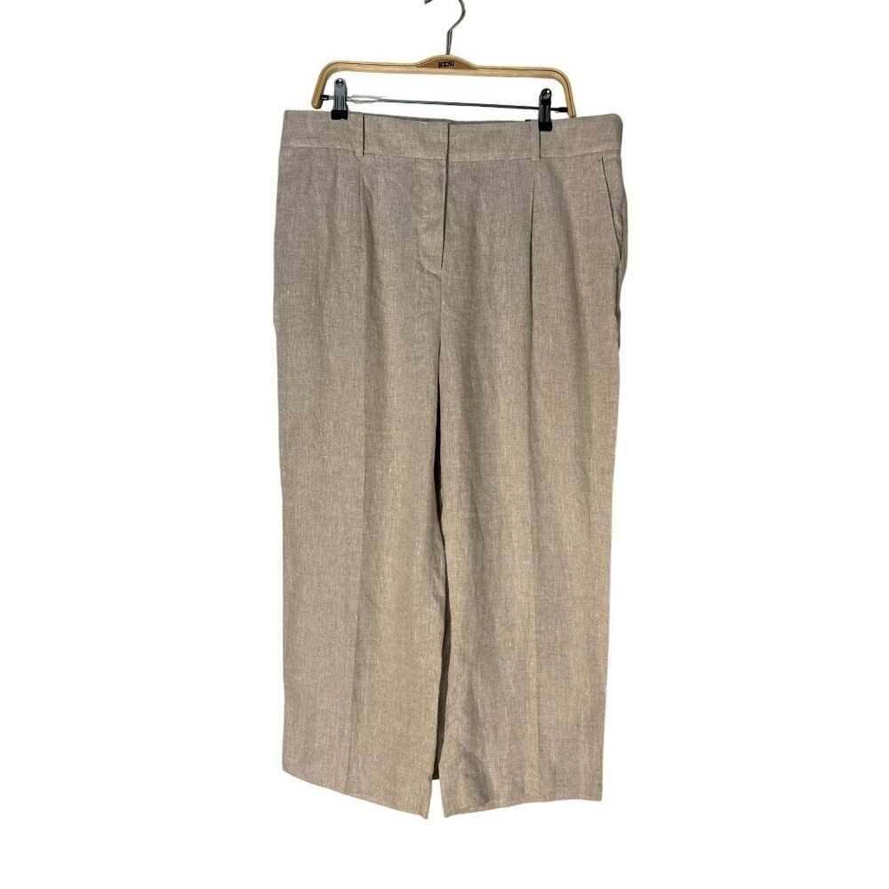 NWT Talbots Bristol Crop Linen Tan Pants Size 16